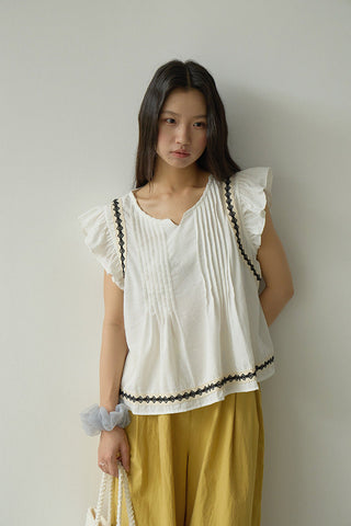 ruffle V-neck Top