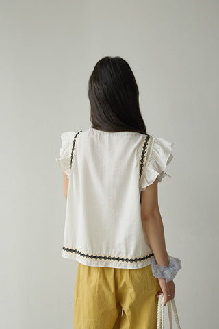 ruffle V-neck Top