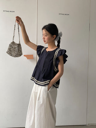 ruffle V-neck Top