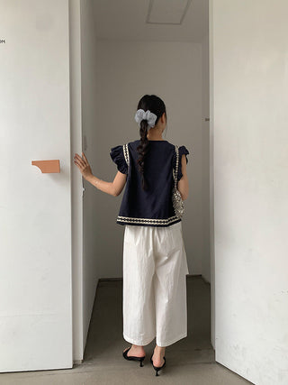 ruffle V-neck Top