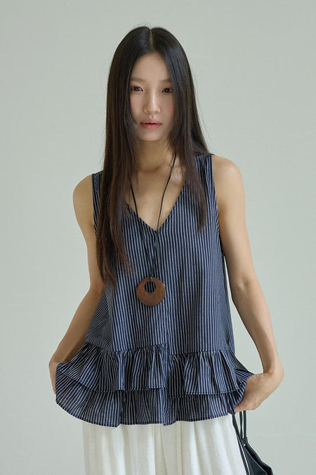 striped sleeveless Top