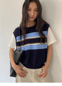 drawstring striped top