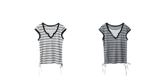 drawstring striped top