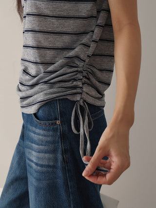 drawstring striped top