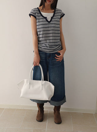 drawstring striped top