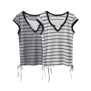 drawstring striped top