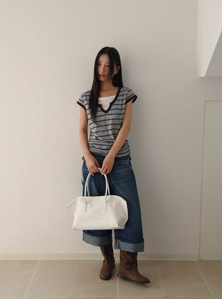 drawstring striped top