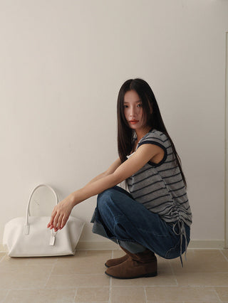 drawstring striped top