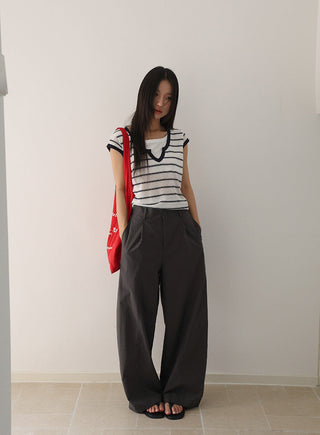 drawstring striped top