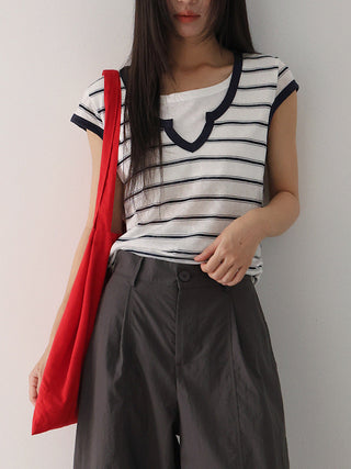 drawstring striped top