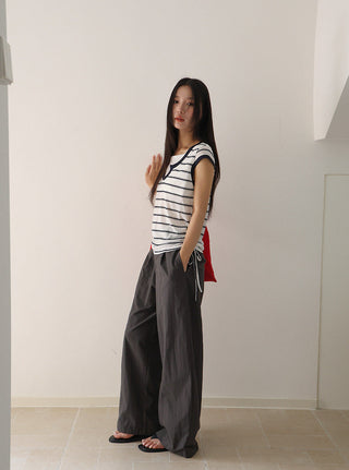 drawstring striped top