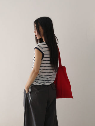 drawstring striped top
