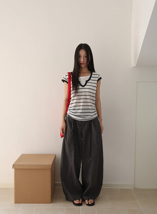 drawstring striped top