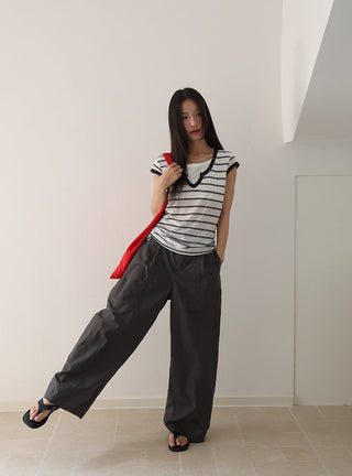 drawstring striped top