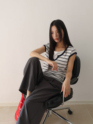 drawstring striped top