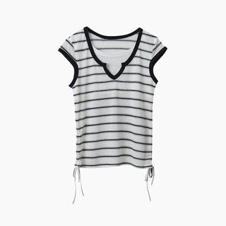 drawstring striped top