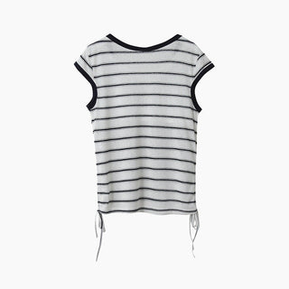 drawstring striped top