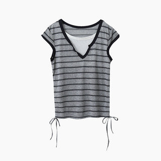 drawstring striped top
