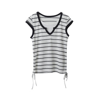 drawstring striped top