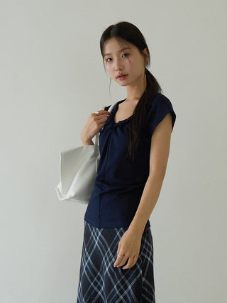 pleated sleeveless top
