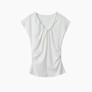 pleated sleeveless top