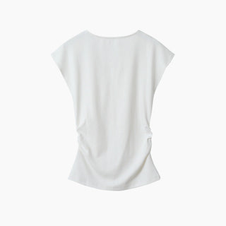 pleated sleeveless top