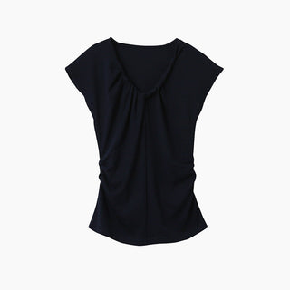 pleated sleeveless top
