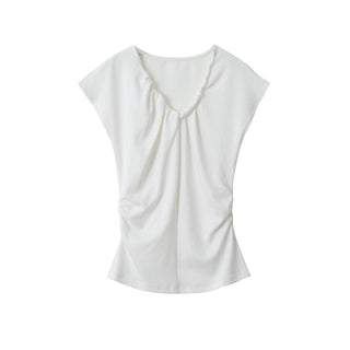 pleated sleeveless top