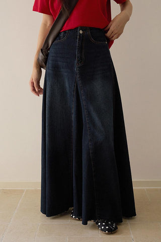patchwork denim skirt