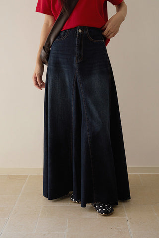 patchwork denim skirt