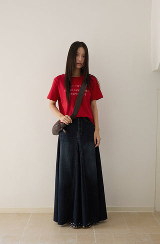 patchwork denim skirt