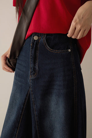 patchwork denim skirt