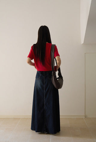 patchwork denim skirt