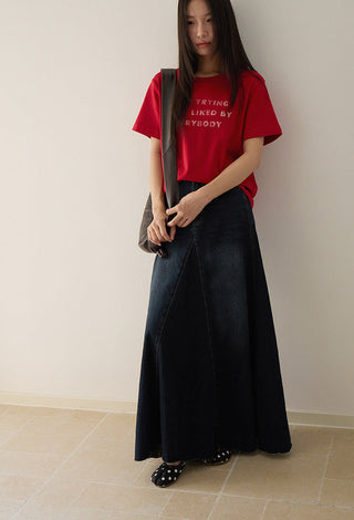 patchwork denim skirt