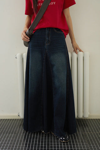 patchwork denim skirt