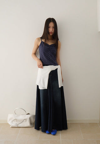 patchwork denim skirt