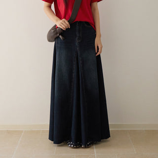 patchwork denim skirt