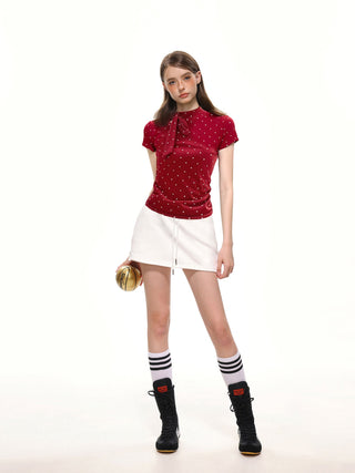 Dotted Hollow Strap Top