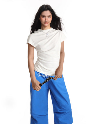 Pleated Turtleneck T-Shirt