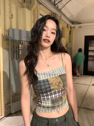 Plaid Mesh Camisole