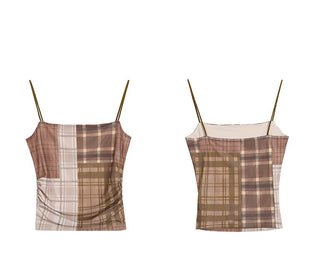 Plaid Mesh Camisole