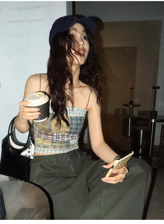 Plaid Mesh Camisole