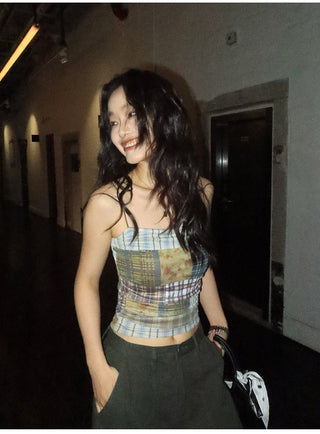 Plaid Mesh Camisole