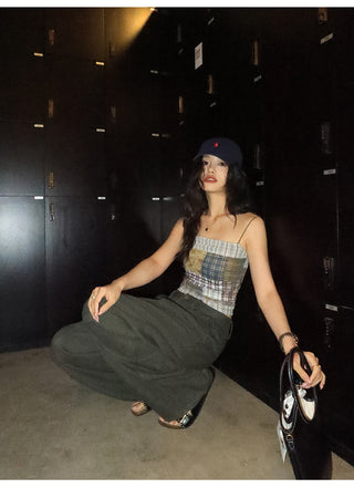 Plaid Mesh Camisole
