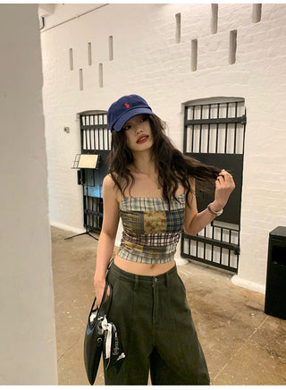 Plaid Mesh Camisole