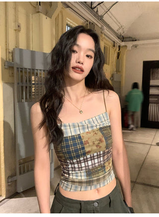 Plaid Mesh Camisole