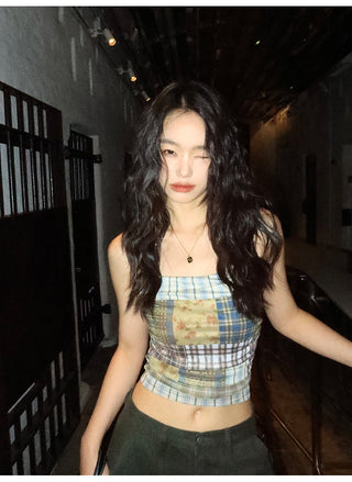Plaid Mesh Camisole