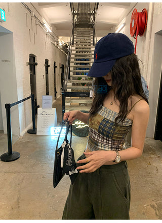 Plaid Mesh Camisole