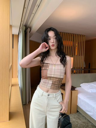 Plaid Mesh Camisole