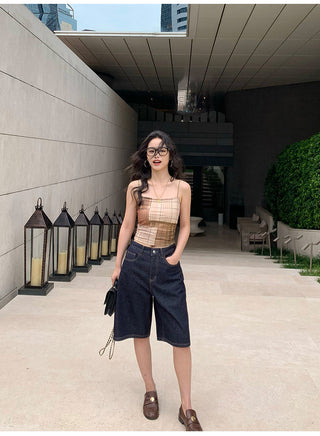 Plaid Mesh Camisole